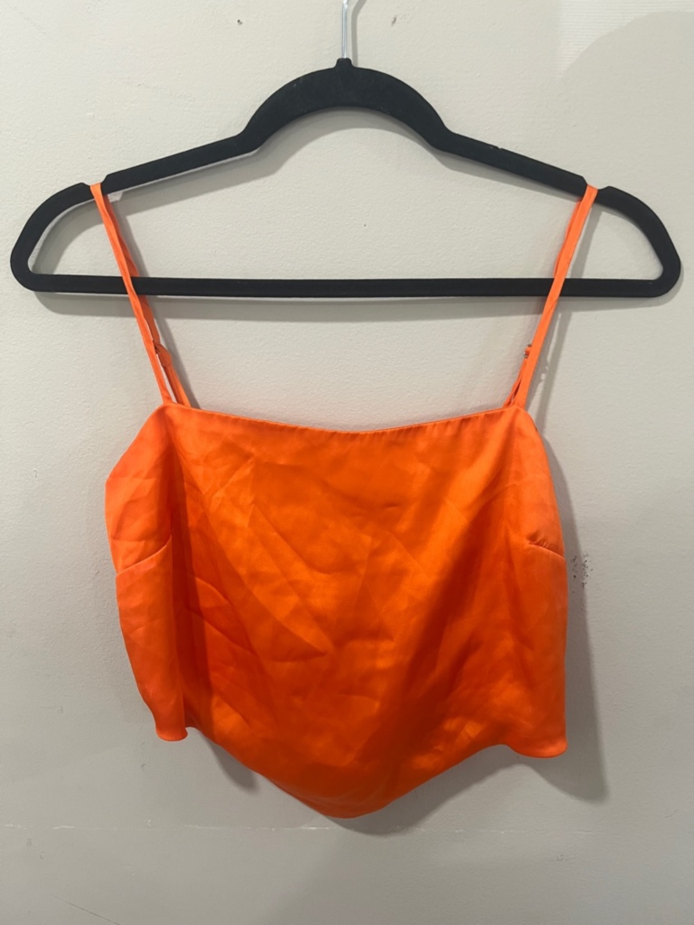 Stradivarius Neon Orange Satin Cropped Cami